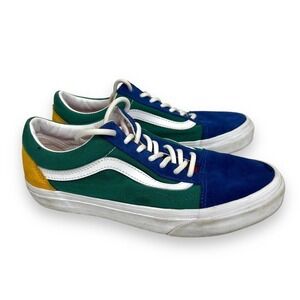 Vans Yacht Club Old Skool Suede Shoes Blue/Green/Yellow Colorblock 6.5